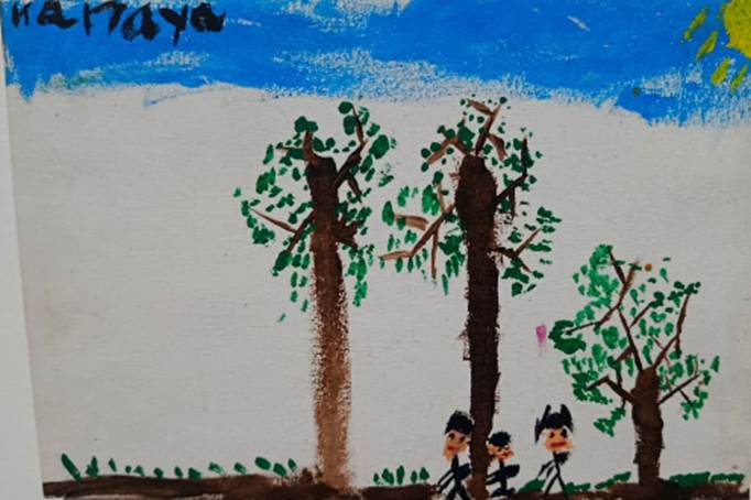 “Keluarga Telur” - Acrylic on Canvas 20 x 30 cm © Kanaya Hanindhiya, 2026